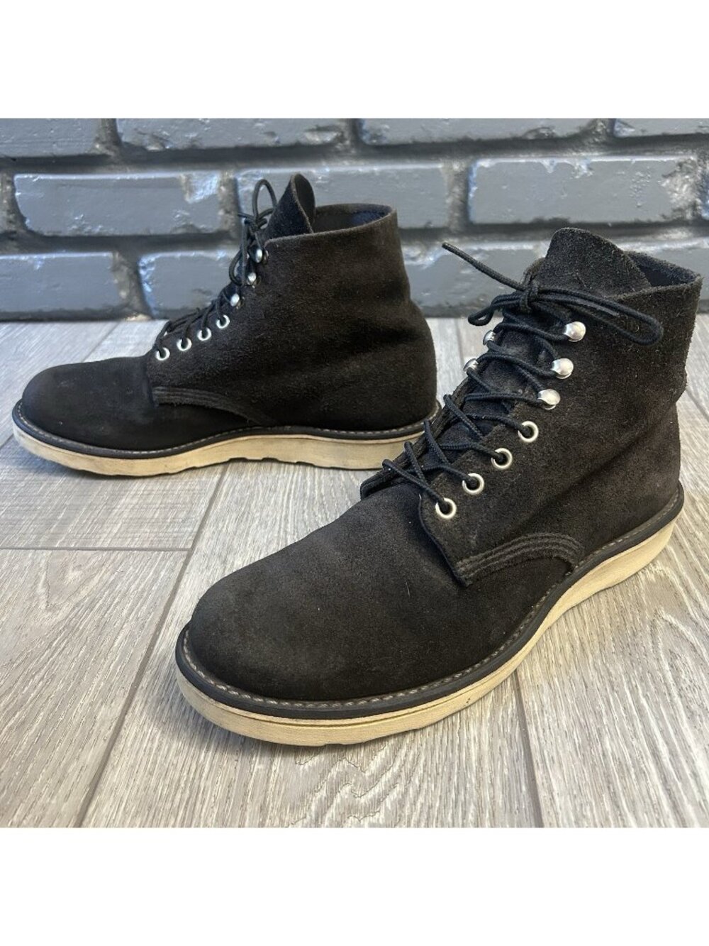 Red Wing 4566 Suede Black Lace Up Soft Toe Work Boots Mens 9.5 D